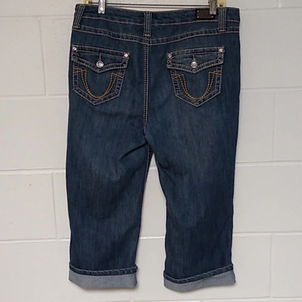 EARL JEANS CROPPED, EMBELIISHED, CUFFED, 5 POCKET, STRETCH DENIM JEANS 12